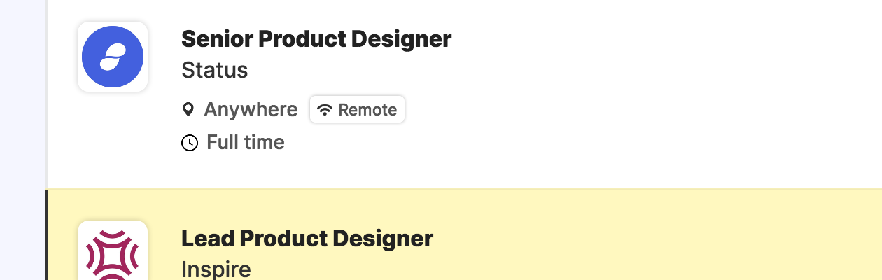 Interface du job board